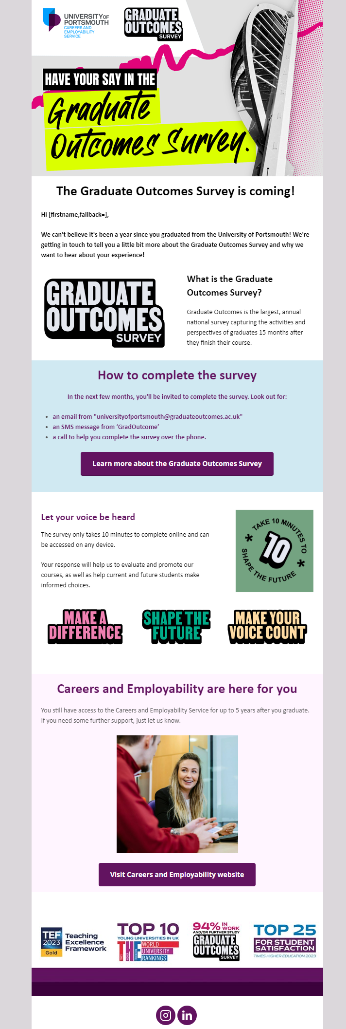 University of Portsmouth - example email