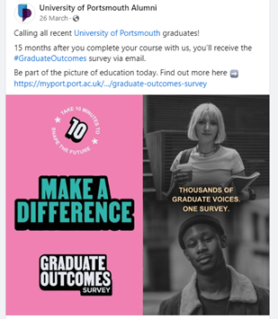 University of Portsmouth - example social post